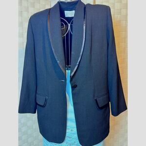 Lord And Taylor Wool Suit Jacket – Black Oversized Tailored Blazer Size 8